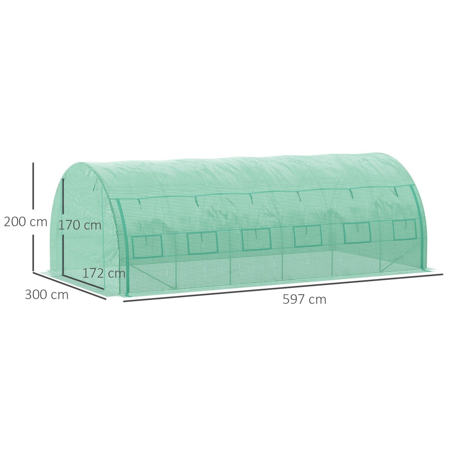 Film Greenhouse Polytunnel 6X3X2M Walkable, Uv-Skydd, Roll-Up Covers, Stålrör, Grön