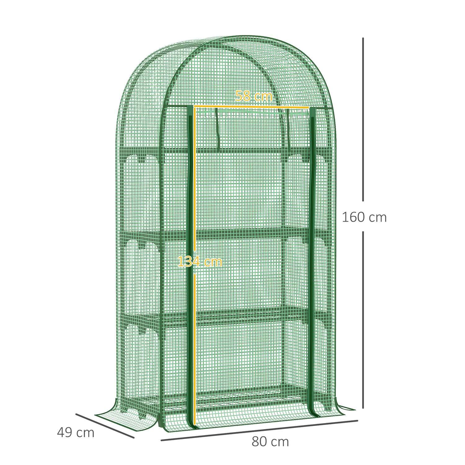 Foil Greenhouse 4 Hyllor, Miniväxthus För Balkong, Växthus, Tomathus, Metall, Grön, 80X49X160Cm