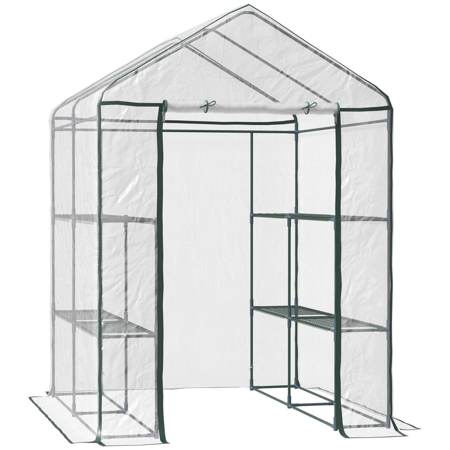 Folie Växthus Walk-In Garden Shed Tomat Växthus Med 6 Hyllor, Transparent Stål Pvc, För Trädgård