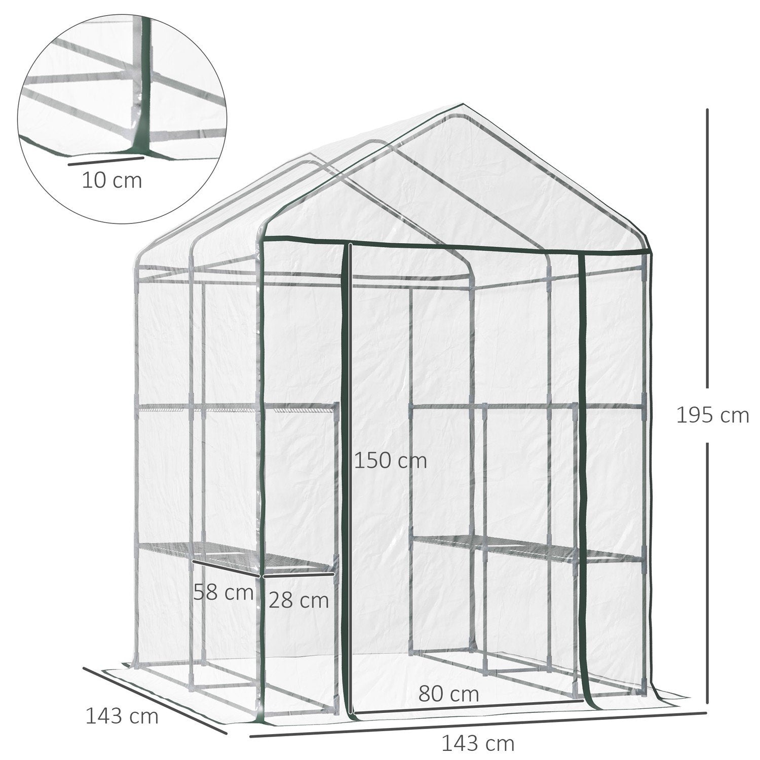 Folie Växthus Walk-In Garden Shed Tomat Växthus Med 6 Hyllor, Transparent Stål Pvc, För Trädgård