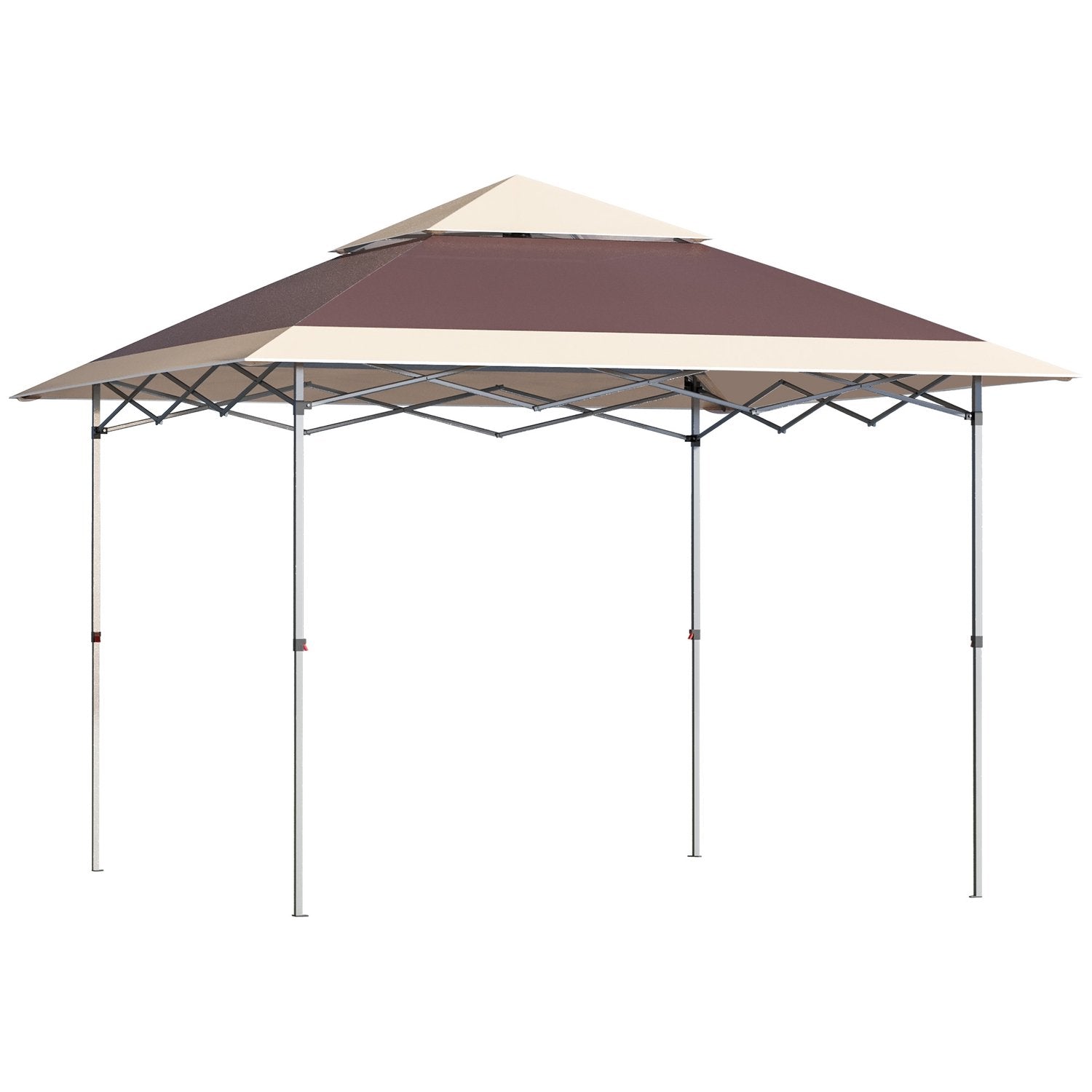 Folding Gazebo Pop Up-Tält Trädgård Gazebo Roll Bag Oxford Tyg 3,6 X 3,6 M Mörkbrun + Khaki