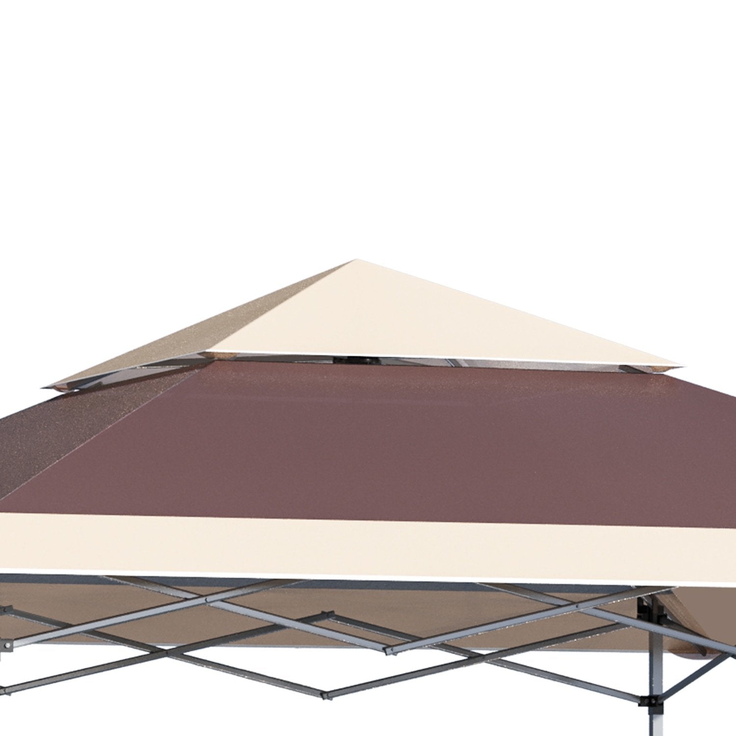 Folding Gazebo Pop Up-Tält Trädgård Gazebo Roll Bag Oxford Tyg 3,6 X 3,6 M Mörkbrun + Khaki