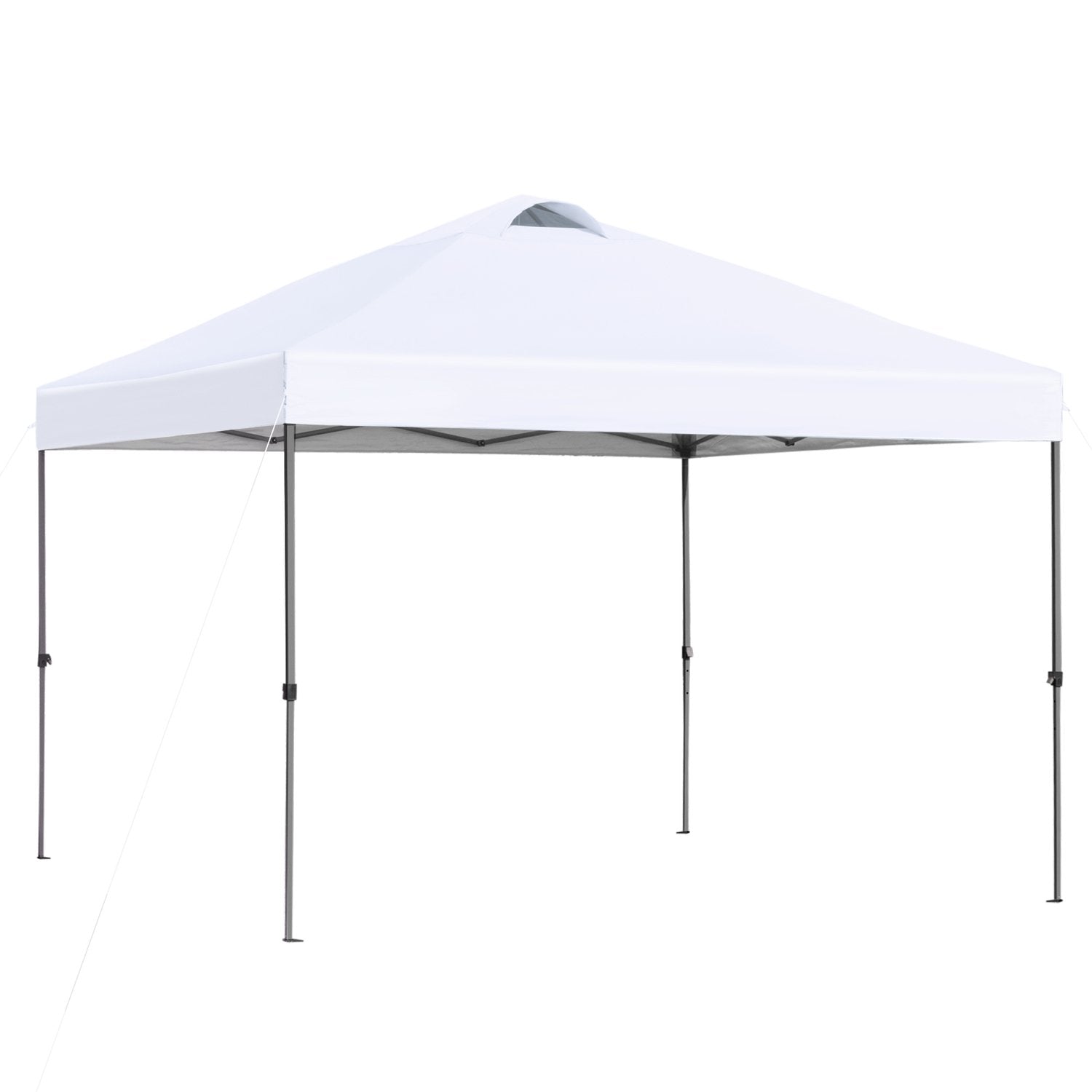 Garden Gazebo 2,95X2,95M Vikbart Lusthus Pop-Up Med Pinnar Och Rep, Oxford-Tyg, Uv-Skydd, Vit