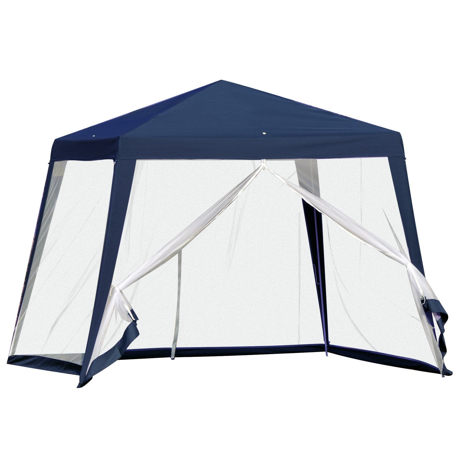 Garden Gazebo Marquee Partytält Väderbeständigt Myggnät Metall Polyester Blå 3X3M