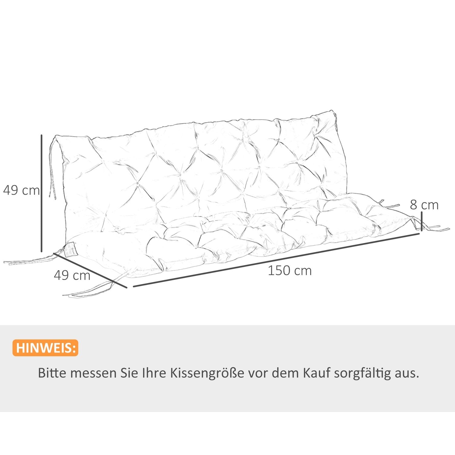 Bänkdyna Sittdyna Ryggdyna Till Bänk Trädgårdsbänk Trädgårdsmöbler Verandagungor 150 98X8Cm Bomull Mörkgrå