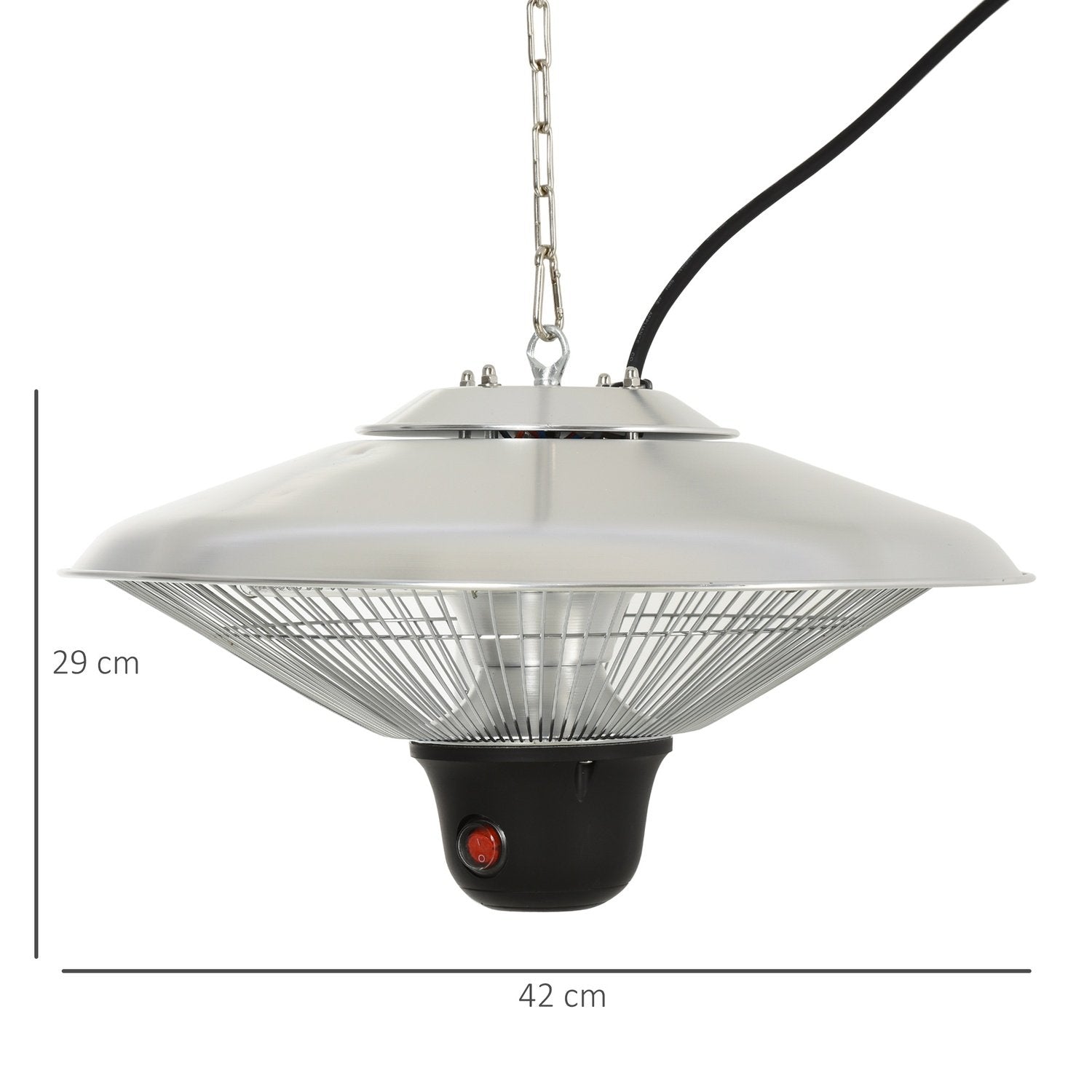 Takvärmare 1500W Med Led & Fjärrkontroll, Terrasser, Aluminium, Silver, Φ42Xh29Cm