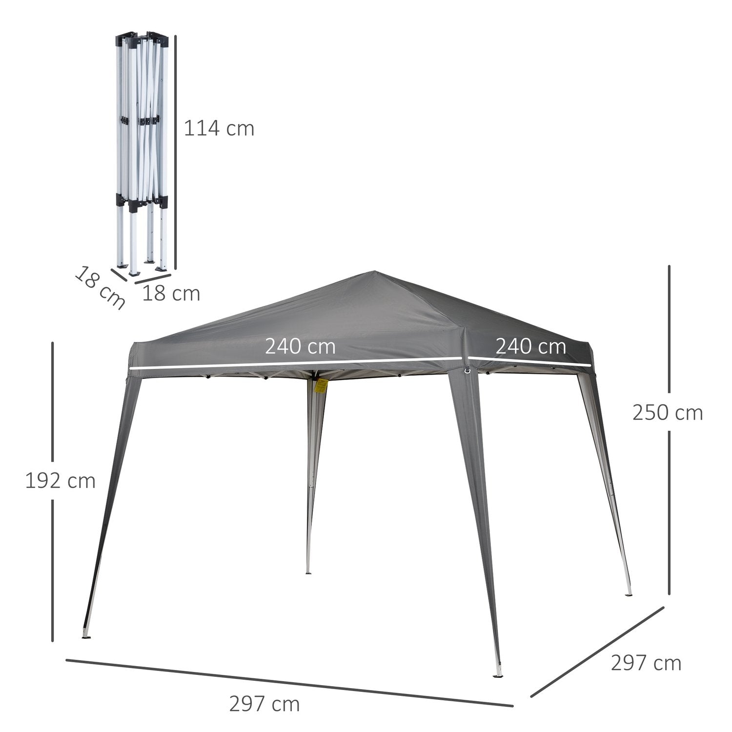 Hopfällbar Paviljong Paviljong Hopfällbar Tält Partytält Inkl Bärväska 2,4X2,4M Stålgrå