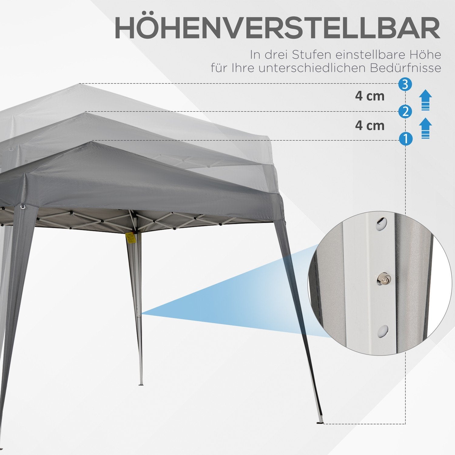 Hopfällbar Paviljong Paviljong Hopfällbar Tält Partytält Inkl Bärväska 2,4X2,4M Stålgrå