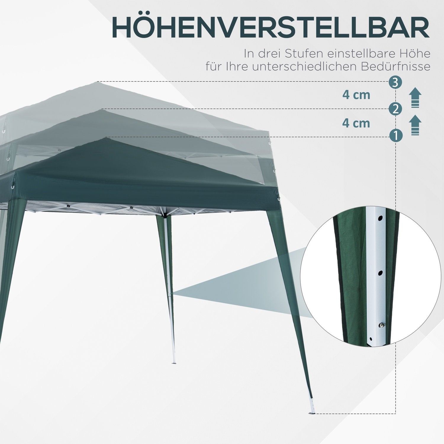 Hopfällbar Paviljong Paviljong Hopfällbar Tält Partytält Inkl Bärväska 2,4X2,4M Stålgrön