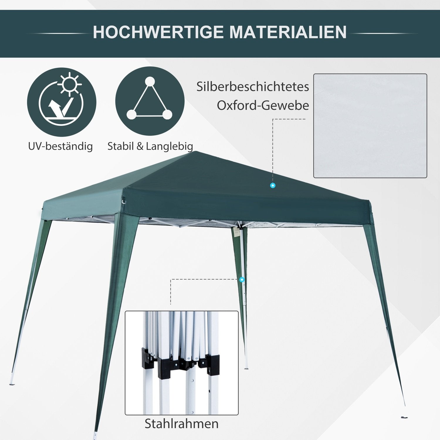 Hopfällbar Paviljong Paviljong Hopfällbar Tält Partytält Inkl Bärväska 2,4X2,4M Stålgrön