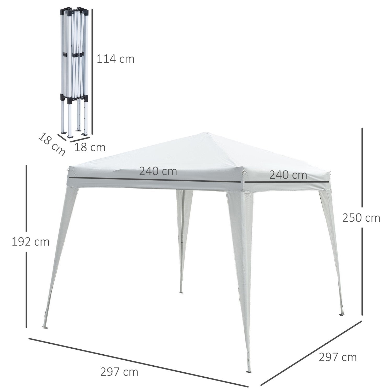 Hopfällbar Paviljong Paviljong Hopfällbar Tält Partytält Inkl Bärväska 2,4X2,4M Stål Vit