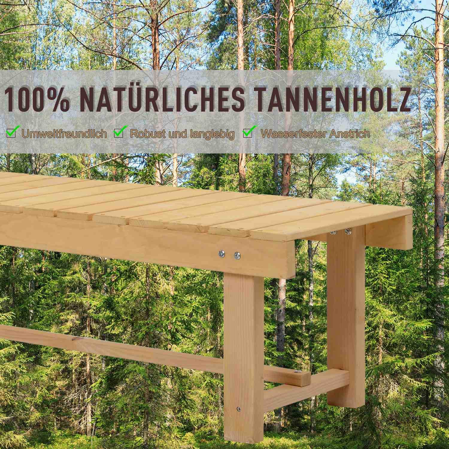 Trädgårdsbänk 2-Sits Bänk Av Massivt Trä, Rustika Trädgårdsmöbler, Natur, 110X38X35Cm