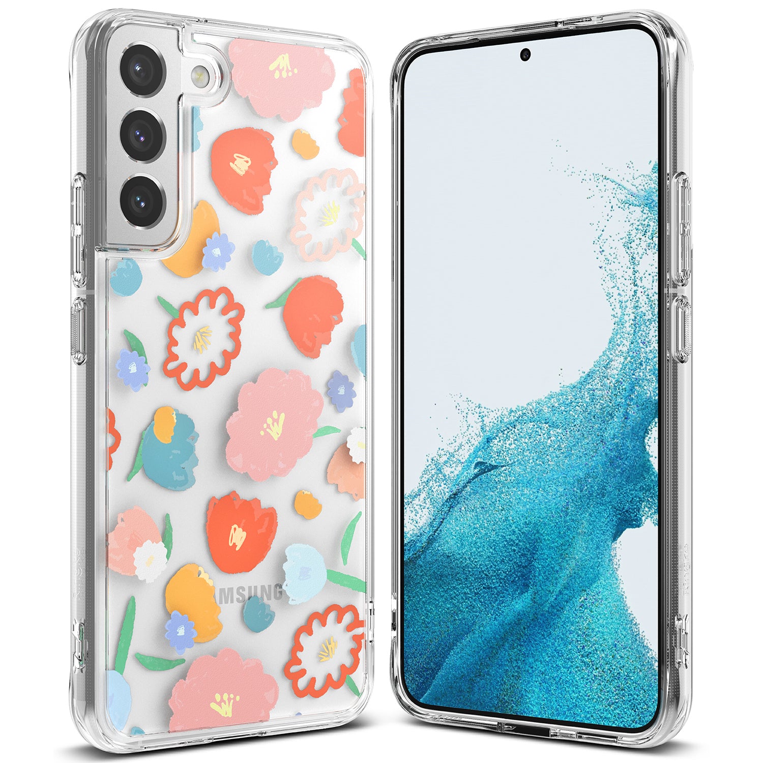 Pansarfodral med gelram Galaxy S22+ Fusion Design Blommig transparent