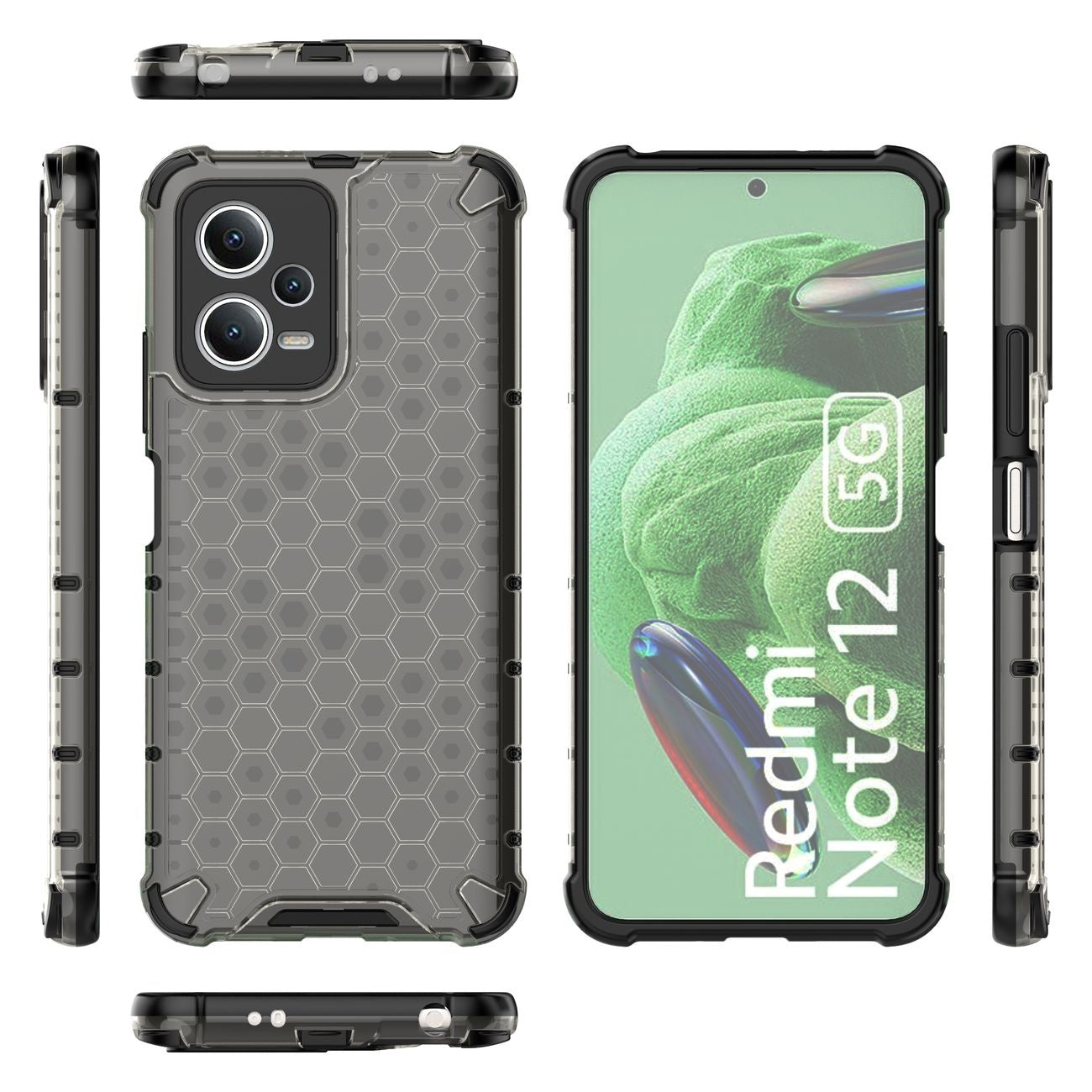 Pansarhybridfodral för Xiaomi Redmi Note 12 5G / Poco X5 5G Honeycomb svart