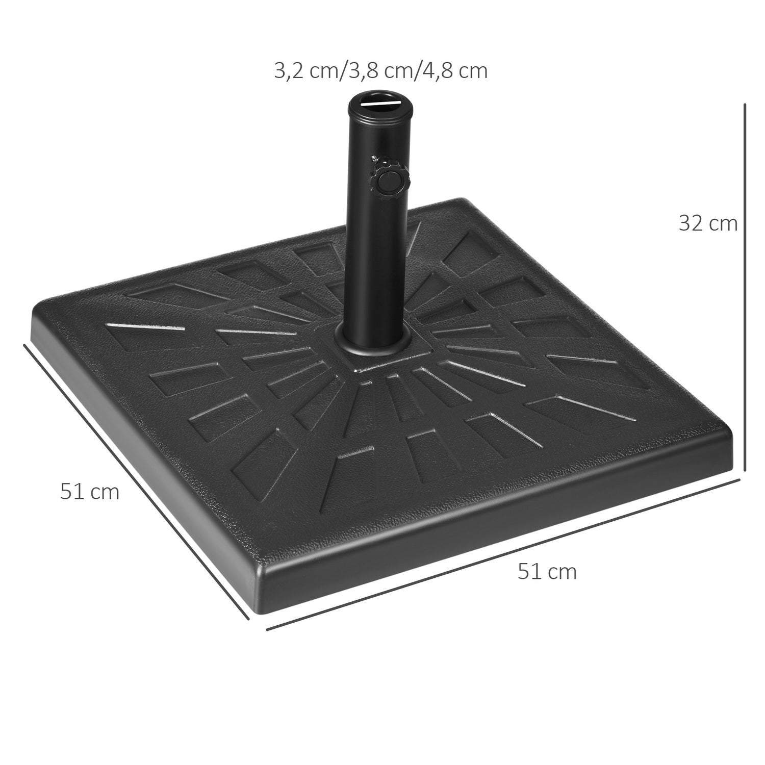 Paraplystativ, 19 kg bas, passar Ø 32/38/48 mm stolpar, svart
