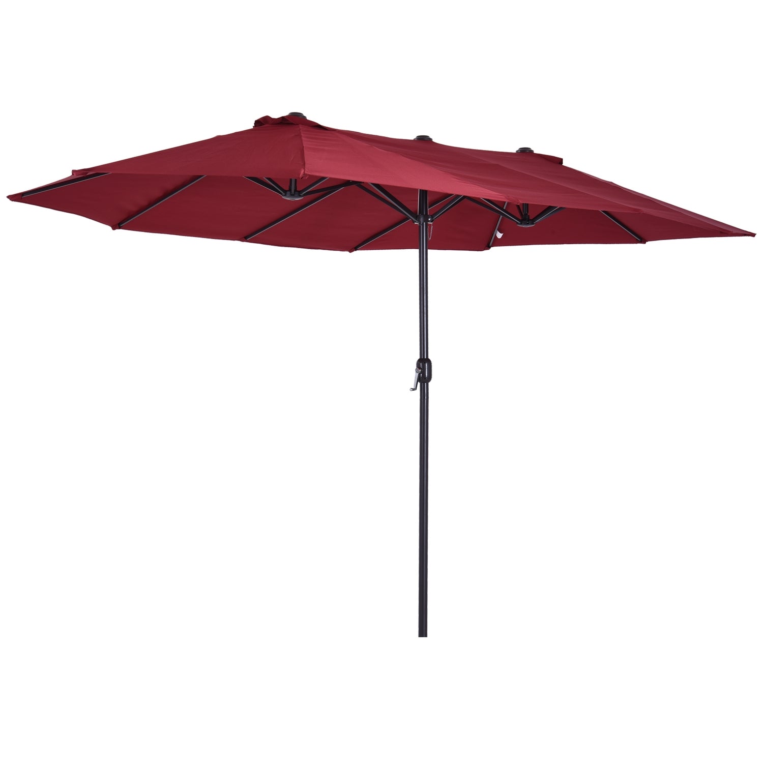Vinröd Oval Garden Parasoll, 460x270x240cm, Handvev