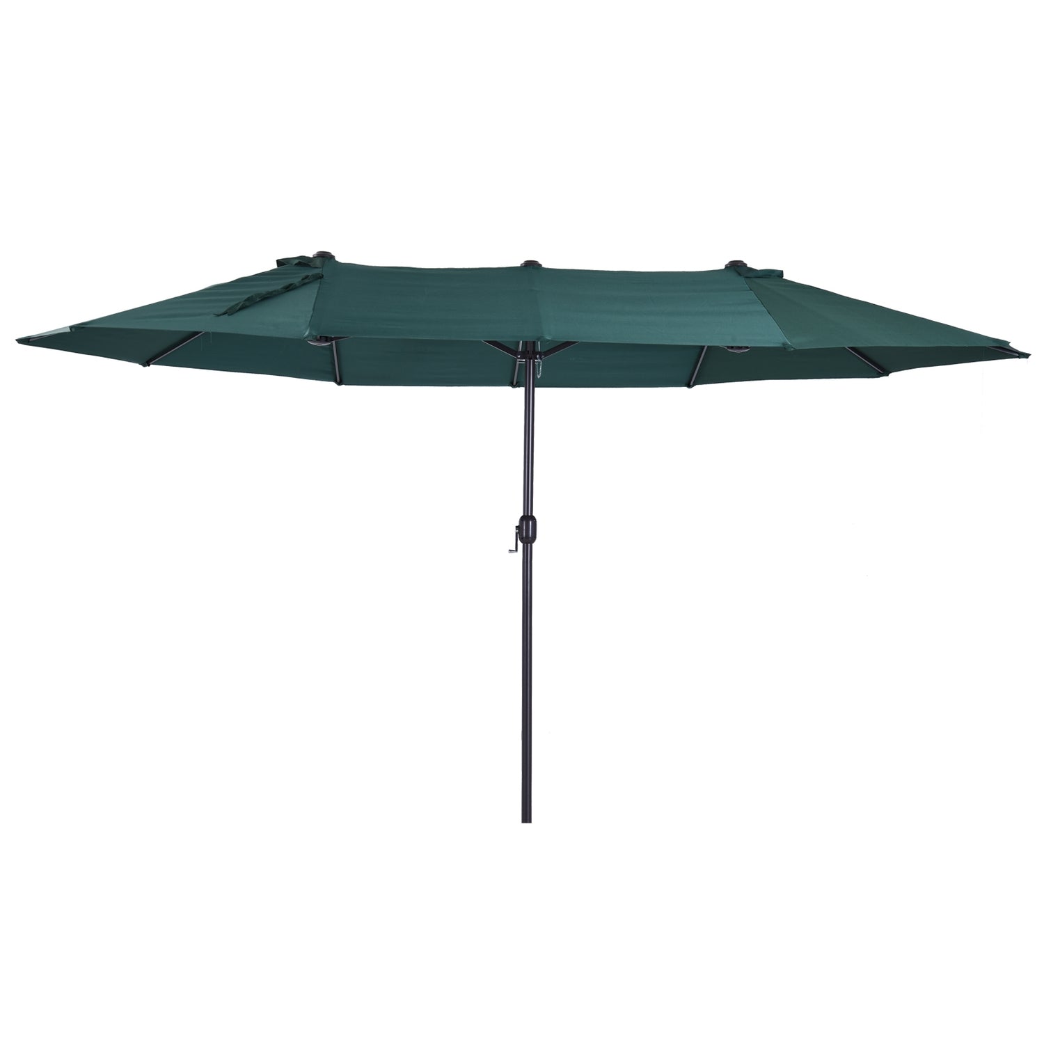 Mörkgrön dubbel uteplats Trädgårdsparaply med stativ – 460 x 270 cm