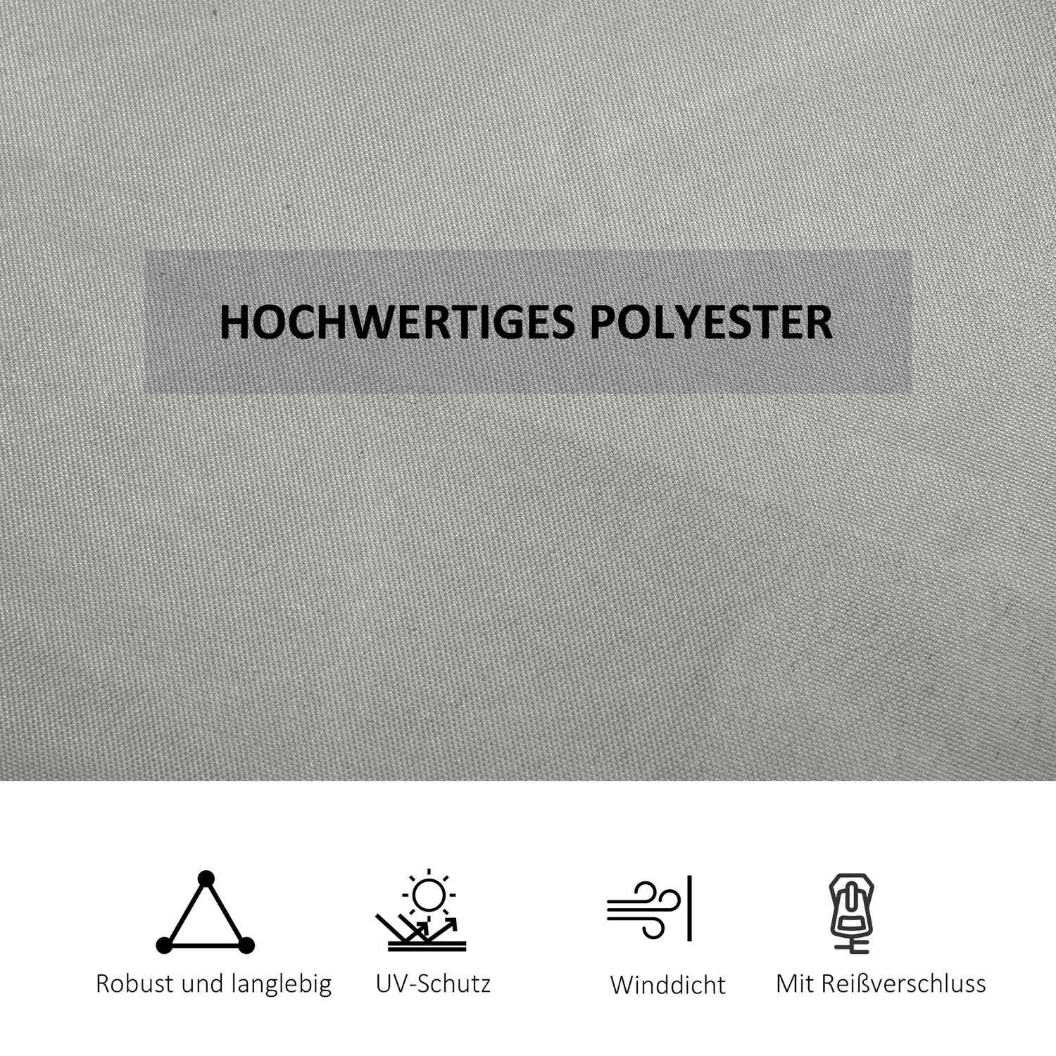 Paviljongsidoväggar, polyester, 3x3m, ljusgrå, krokfäste