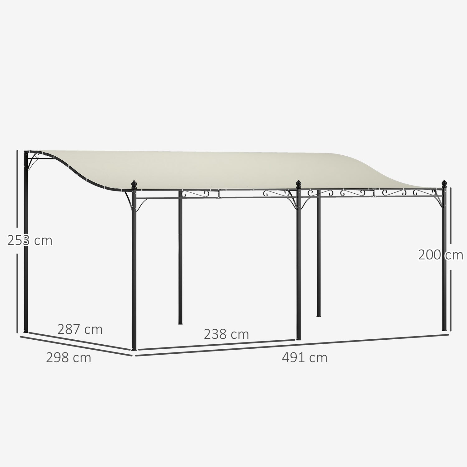 Fristående trädgårdspergola med vattenavvisande kapell, 3x5 m Krämvit