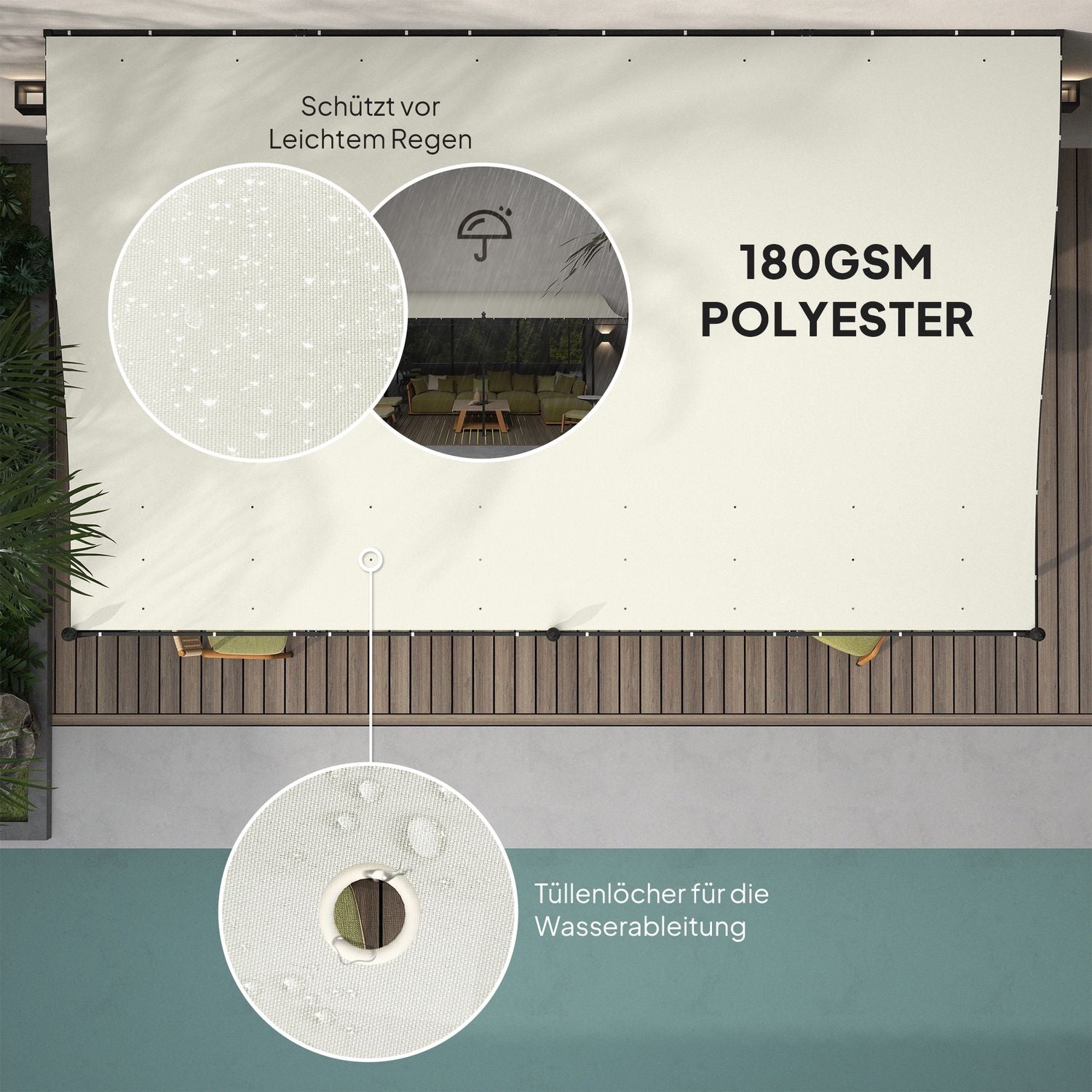 Fristående trädgårdspergola med vattenavvisande kapell, 3x5 m Krämvit