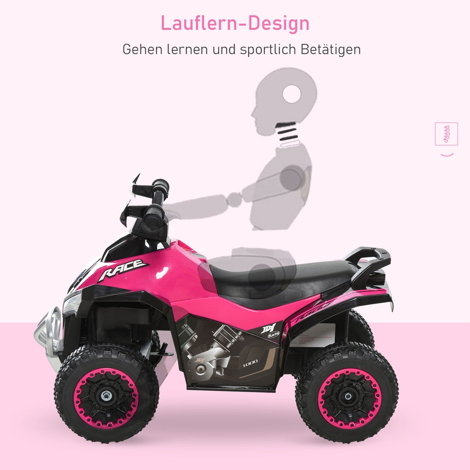 Pedal åkbil för småbarn, ljus & musik, rosa