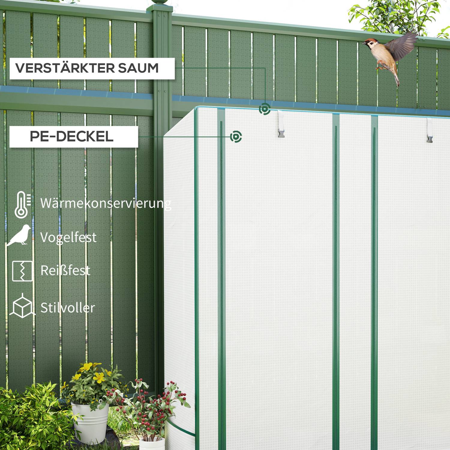 Pent takväxthus med hyllor, stålstomme, vintertät