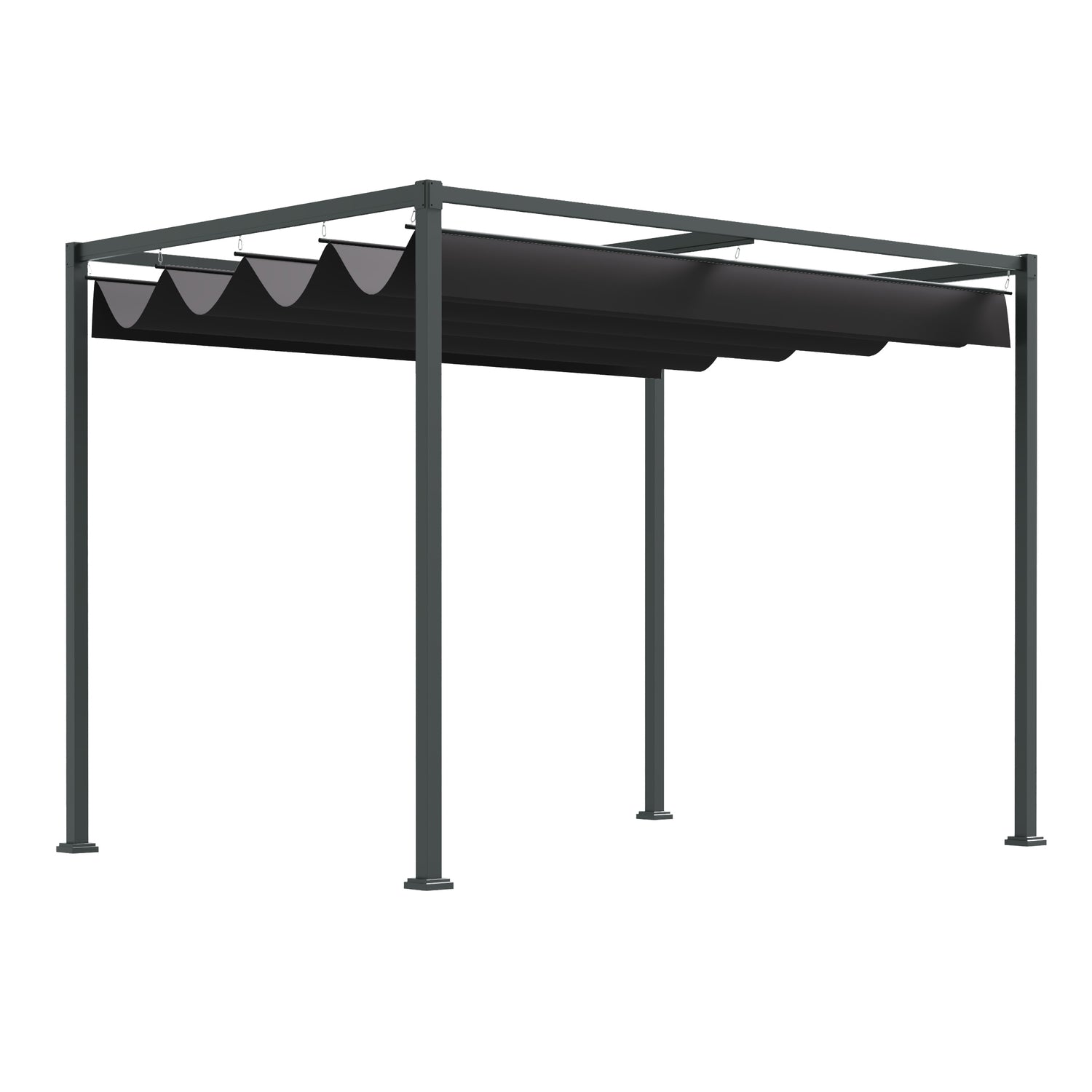 Pergola Gazebo med justerbar kapell, svart & grå polyester