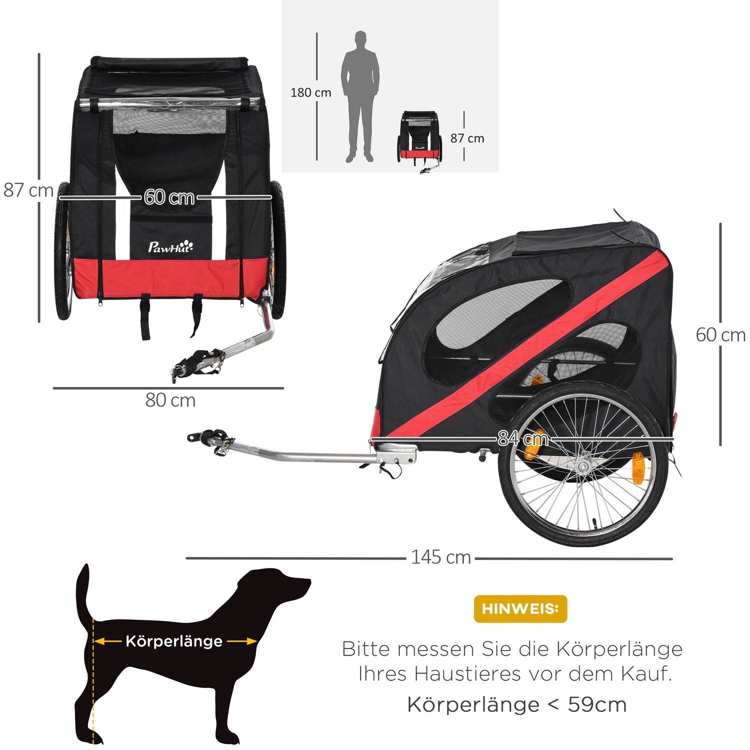 Hundsläp Heavy Duty Hundcykelsläp, All-Terräng, Väderbeständig Oxford-Tyg, Stålram