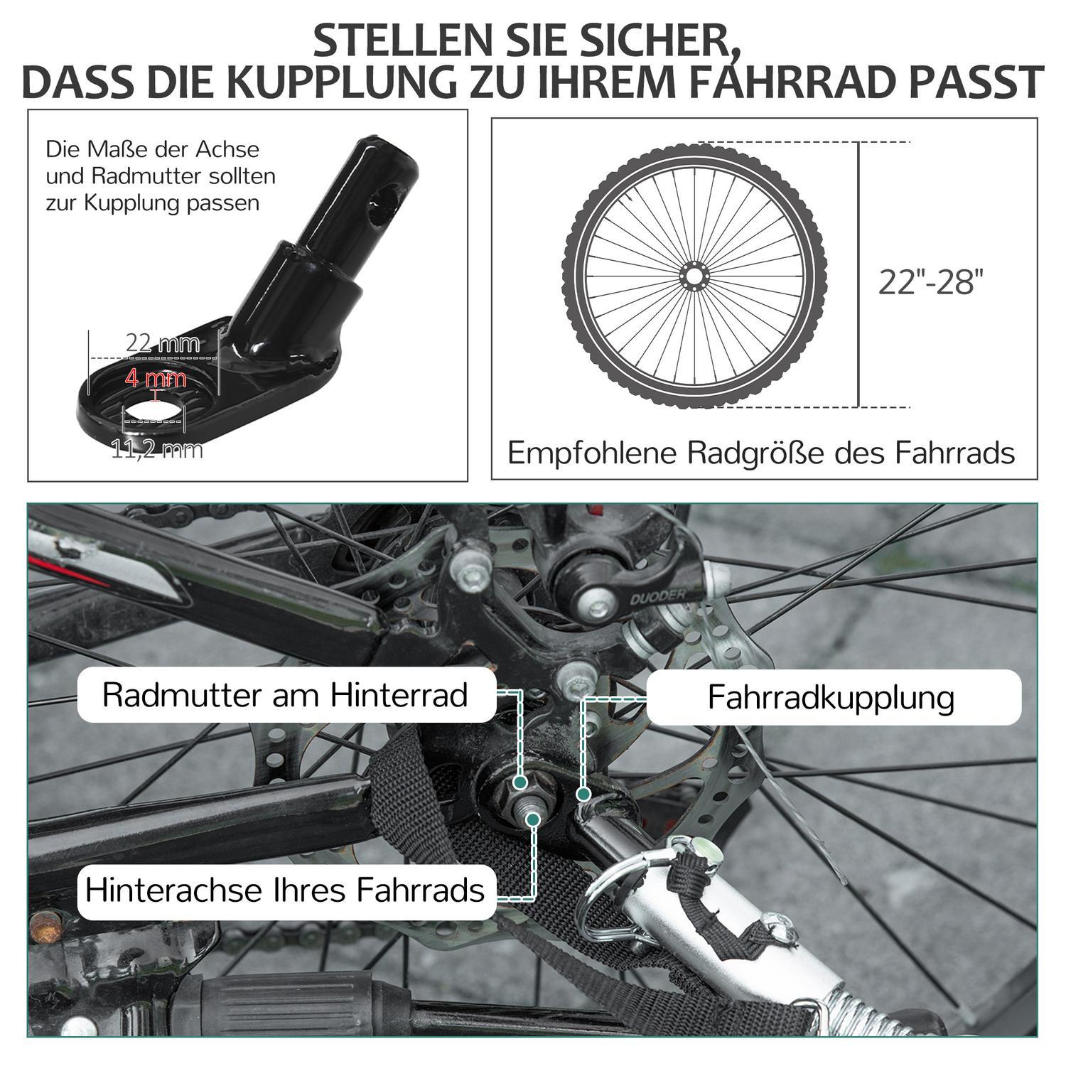 Hundsläp Heavy Duty Hundcykelsläp, All-Terräng, Väderbeständig Oxford-Tyg, Stålram