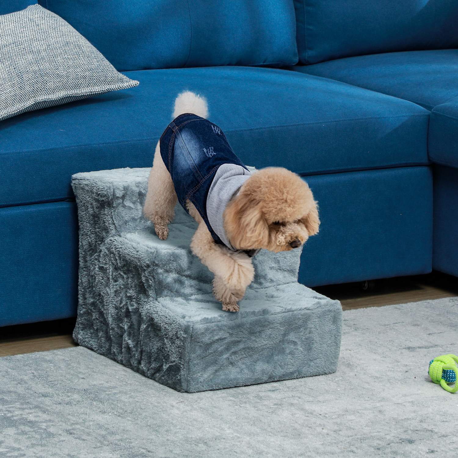 Pet Stairs 3-Step Plush Look, katter och små hundar, 5 kg