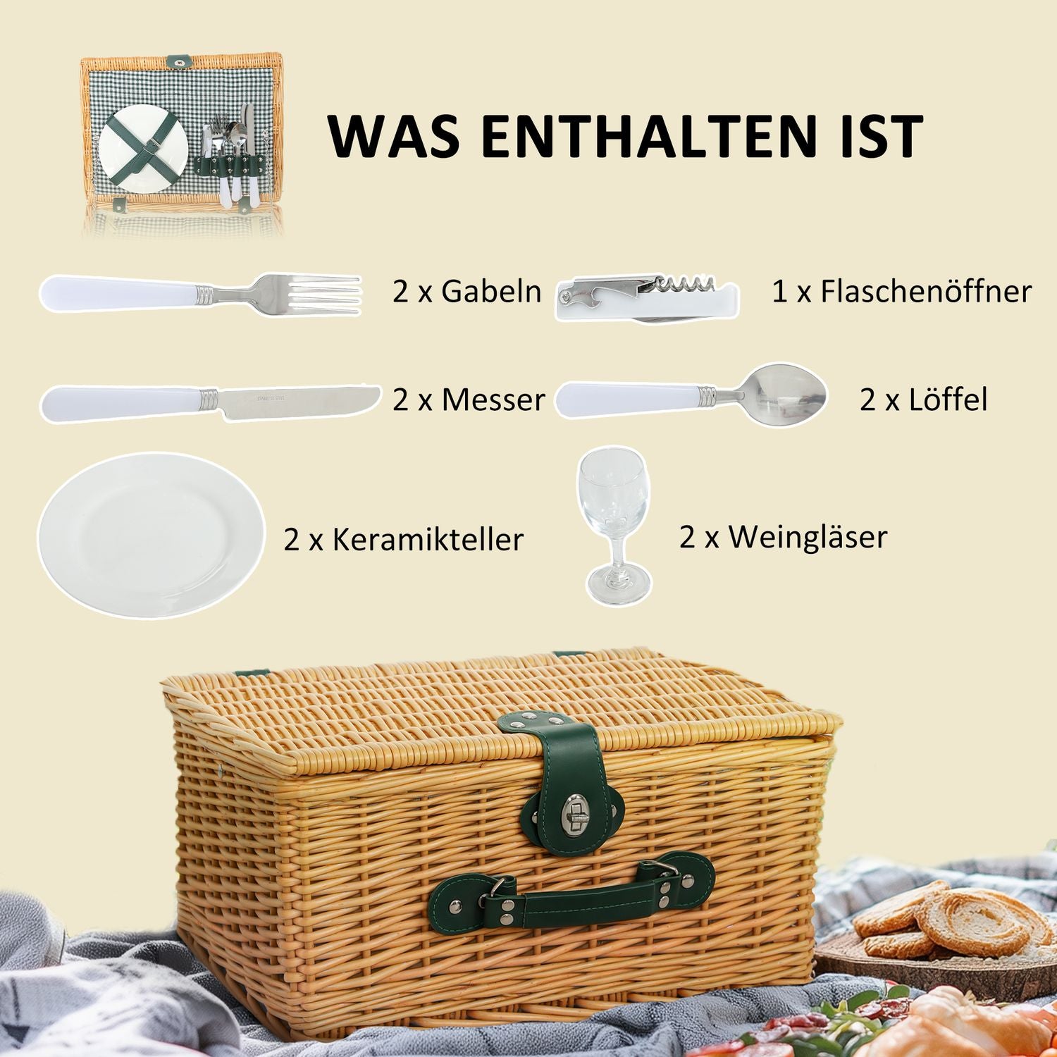 Pilkorg för 2 med kylare och bestick