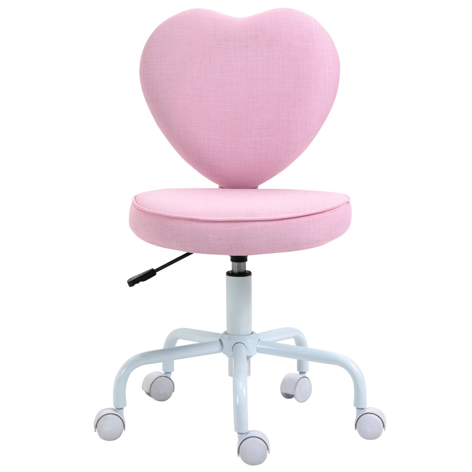 Pink Heart Swivel Stol, justerbar höjd, linnetyg