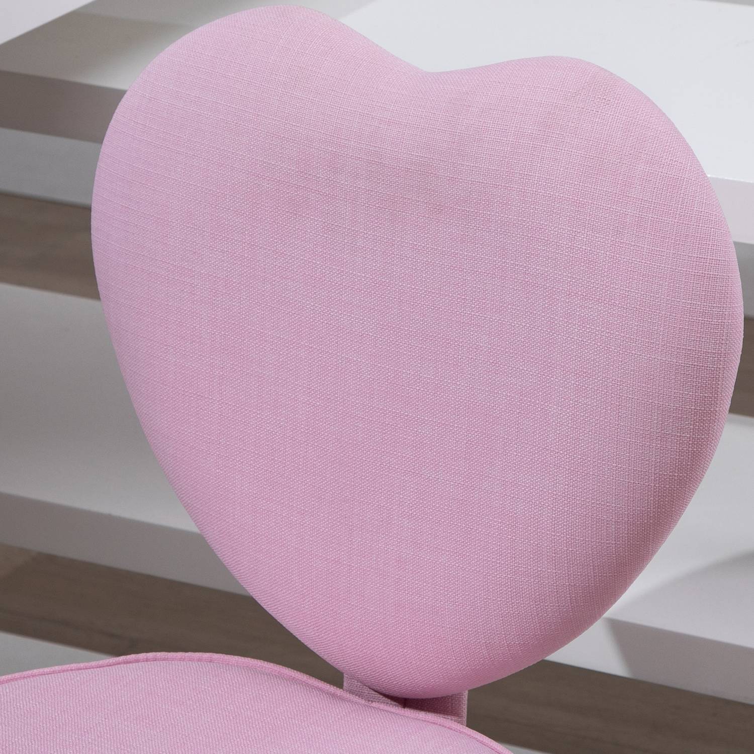 Pink Heart Swivel Stol, justerbar höjd, linnetyg