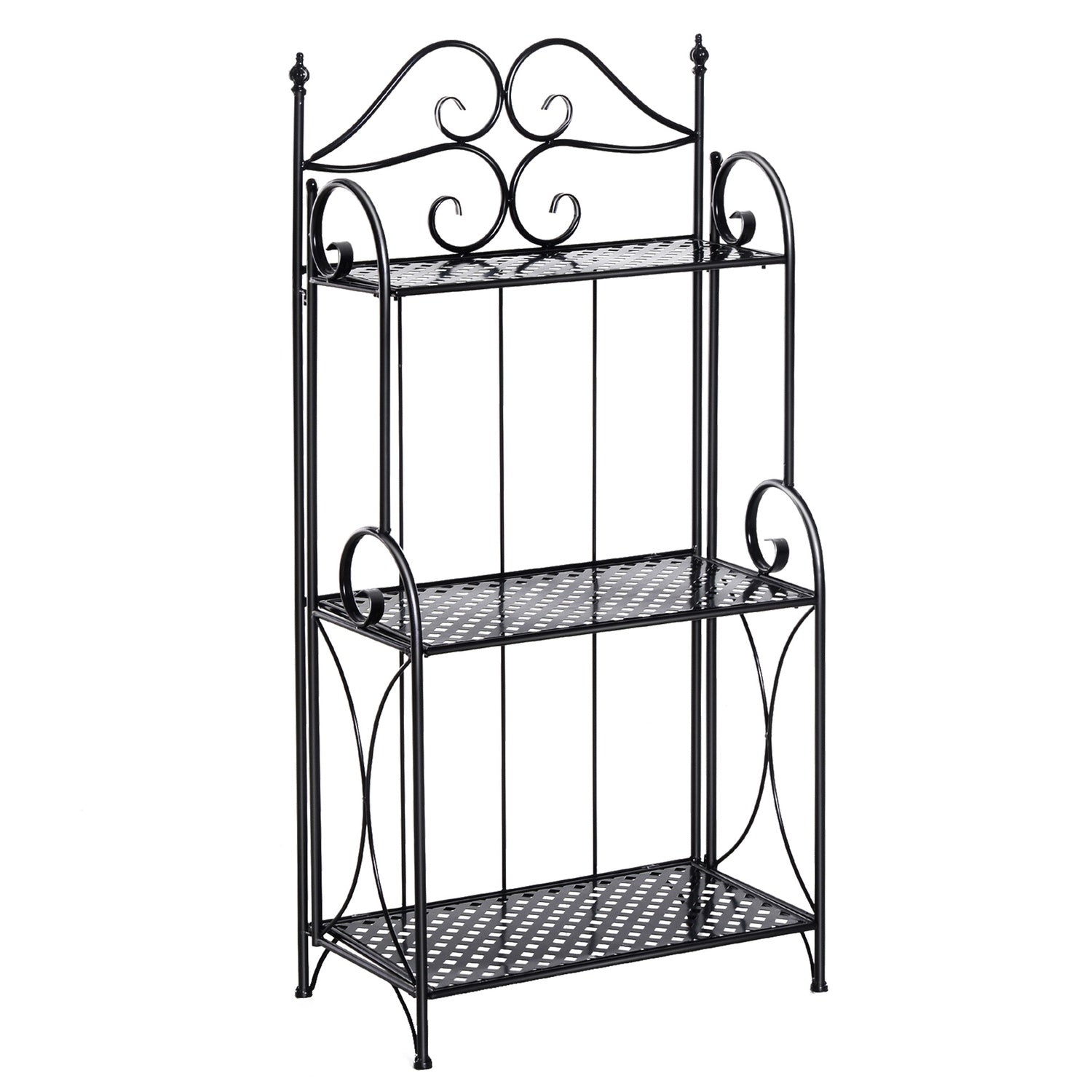 Planthylla i svart metall med 3 våningar – 56x30x114 Cm