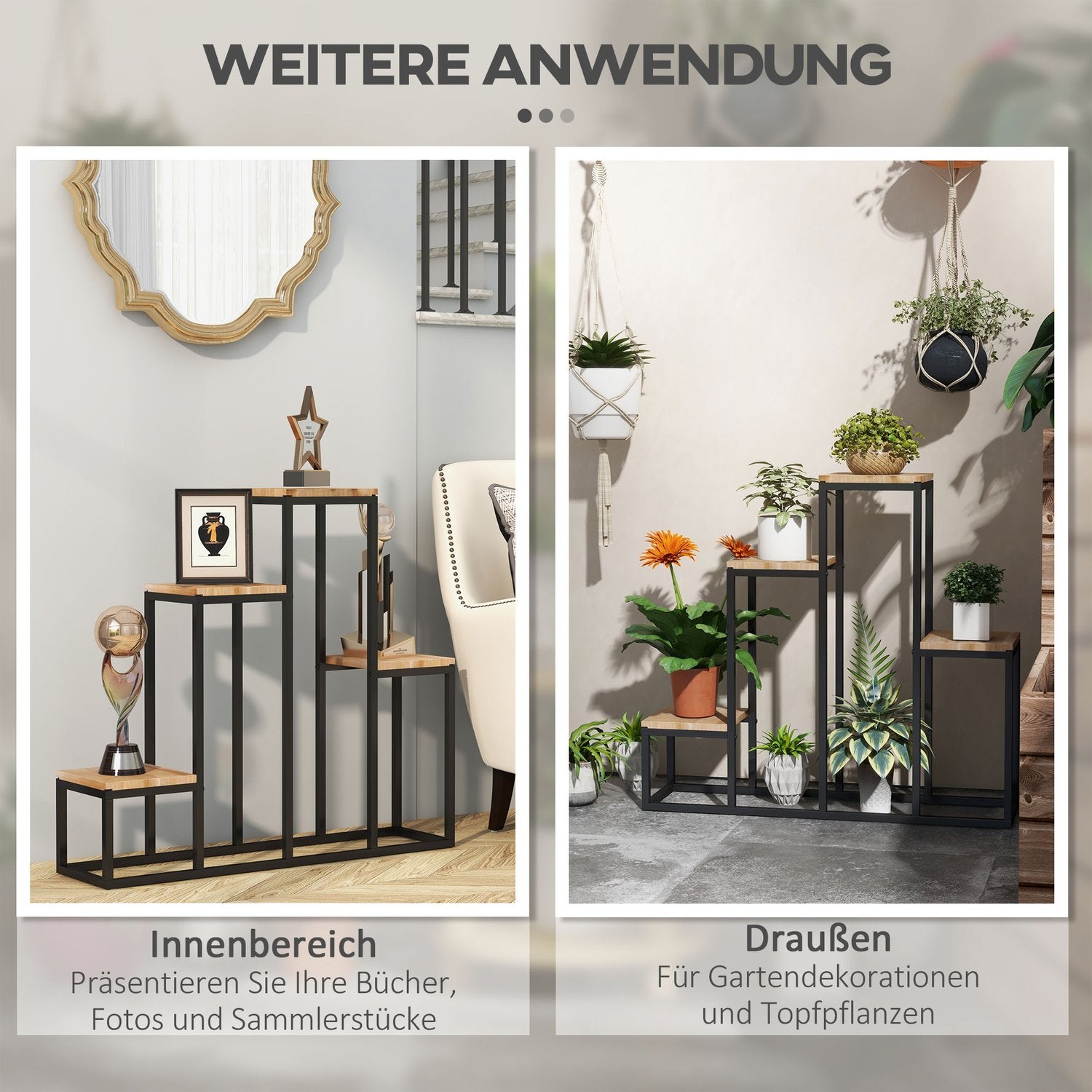 Plantställning i 4 våningar, ljusbrun – Balkong och trädgårdsanvändning