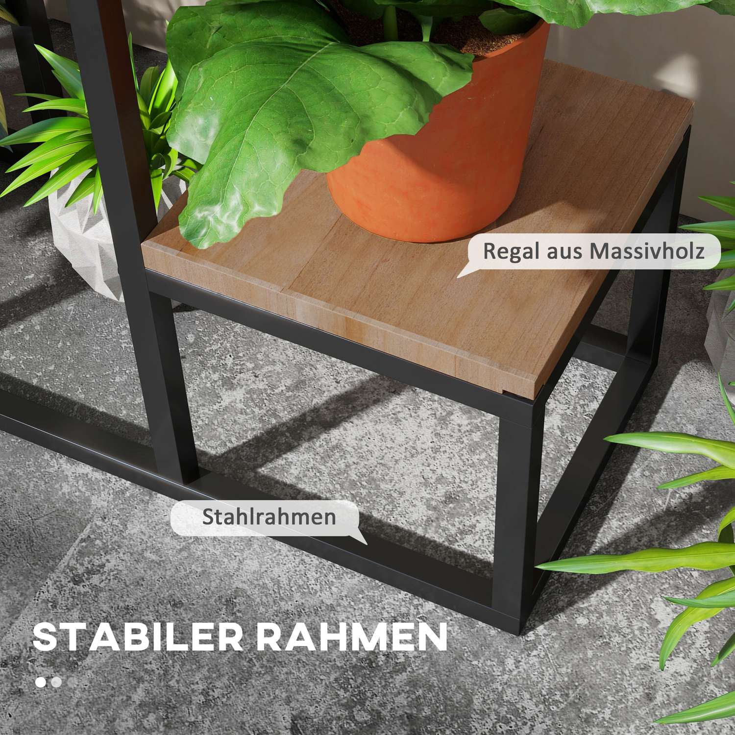 Plantställning i 4 våningar, ljusbrun – Balkong och trädgårdsanvändning