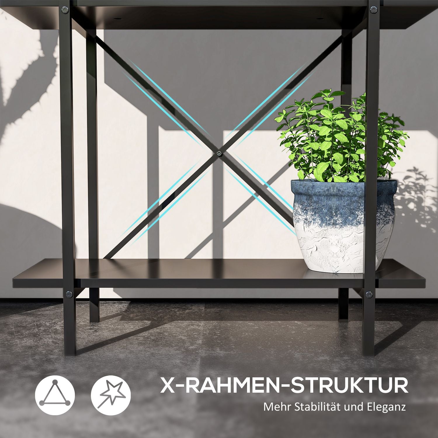 Plantställning i två plan i metall – inomhus/utomhus 70 cm hög