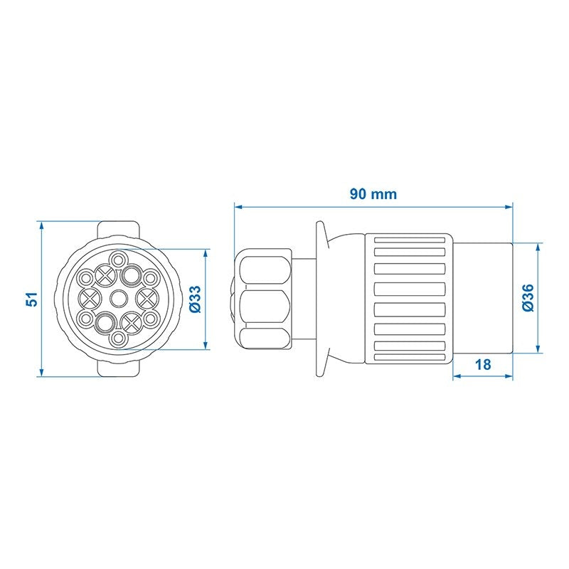 Plugg 13-stift PVC Multicon West typ i blister