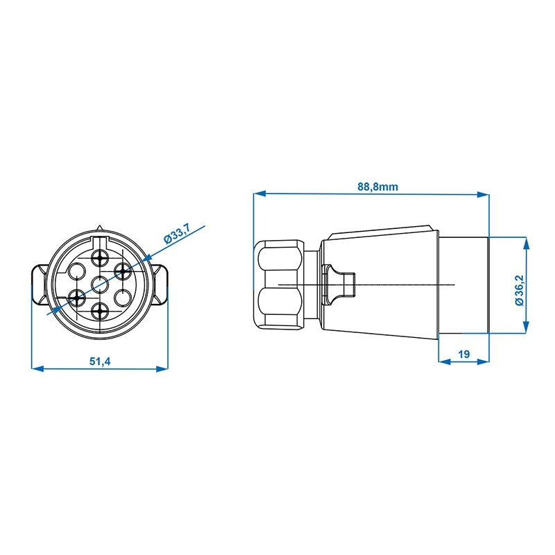 Plugg 7-polig PVC med honkontakt