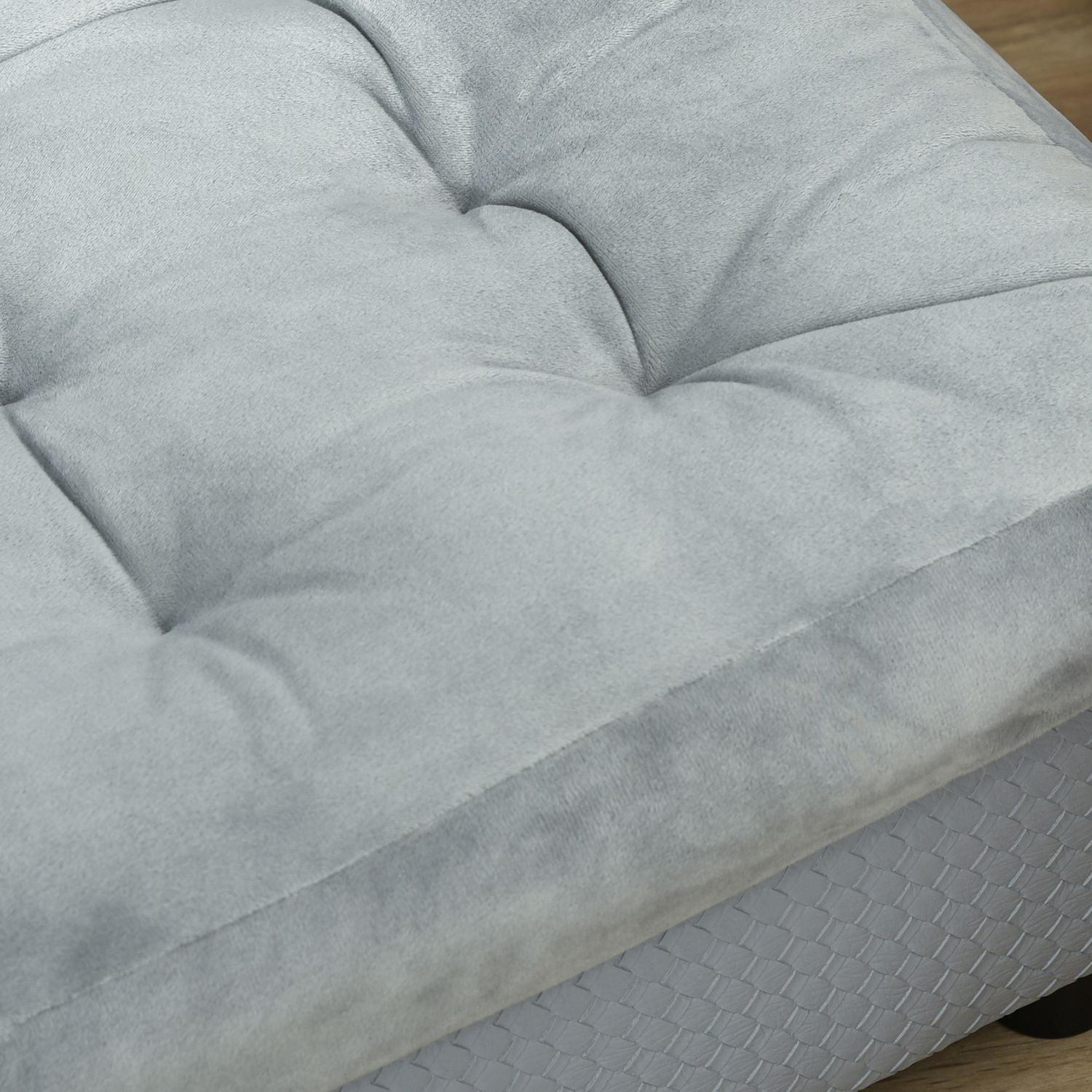 Plysch hundbäddsoffa – naturligt trä, ljusblå, 76x45cm