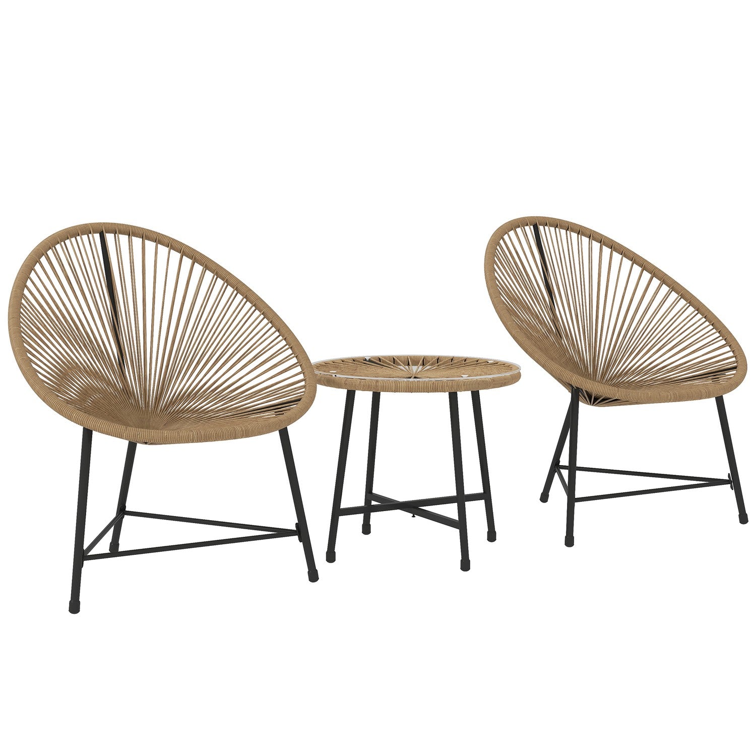 Polyrattan Outdoor Lounge Set, 3-delat, väderbeständig