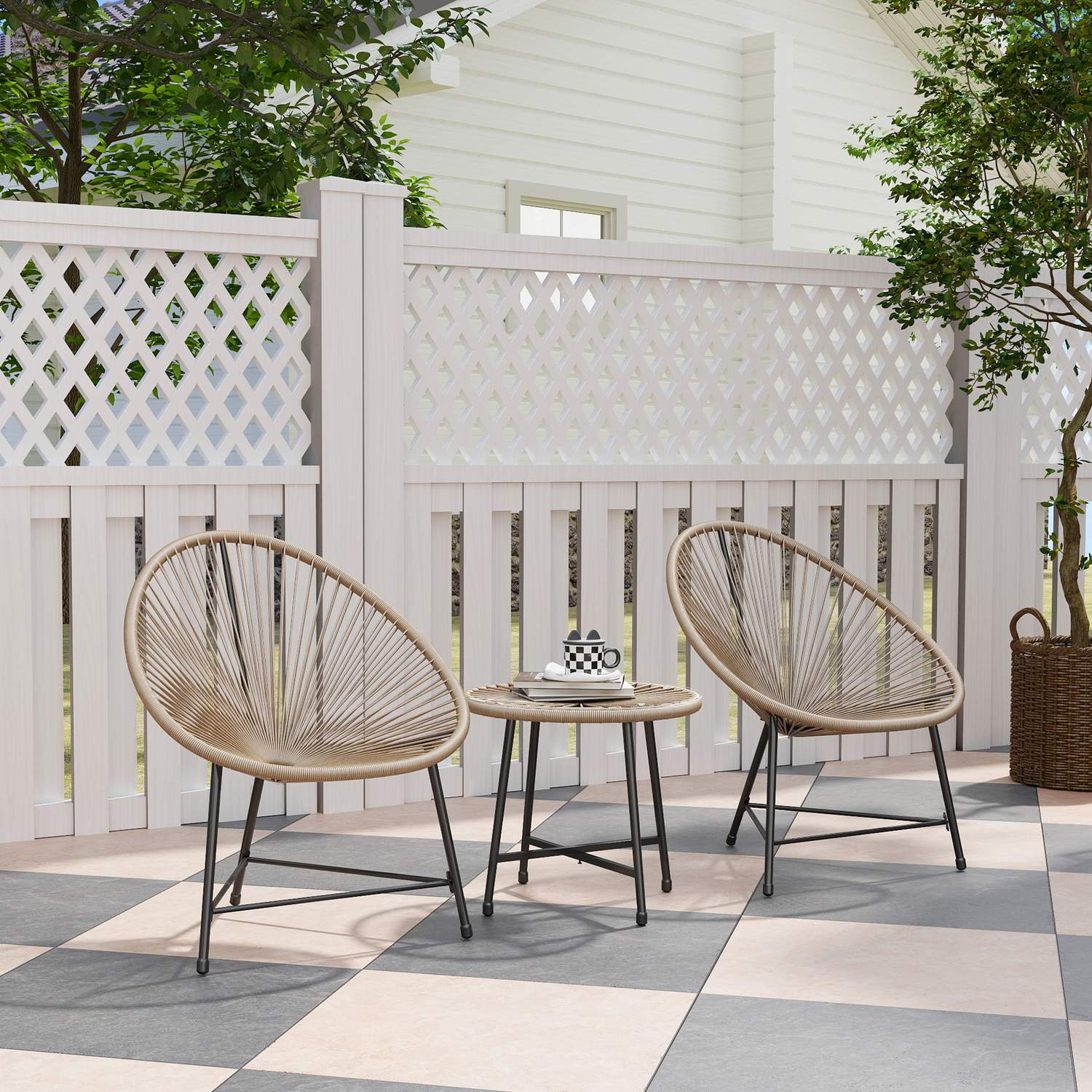 Polyrattan Outdoor Lounge Set, 3-delat, väderbeständig