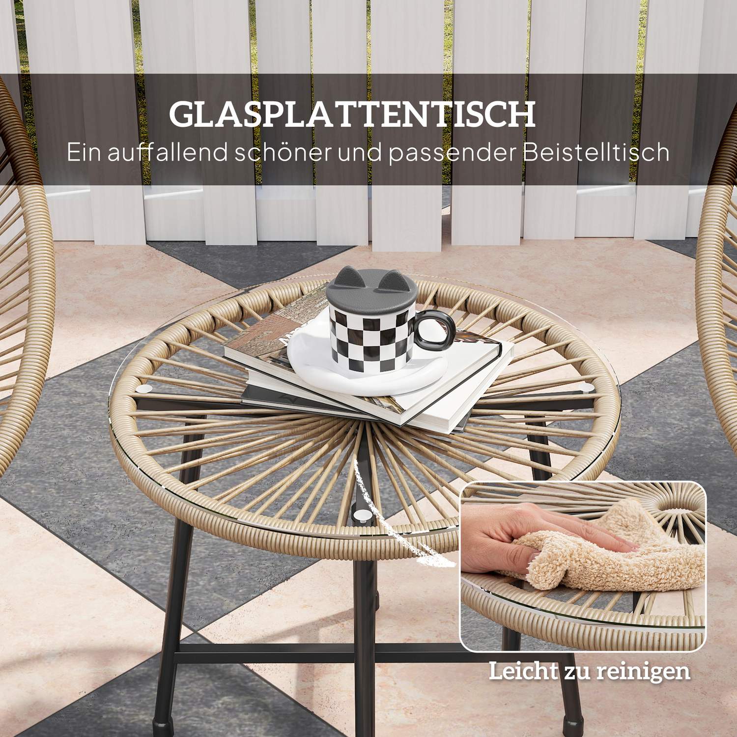 Polyrattan Outdoor Lounge Set, 3-delat, väderbeständig