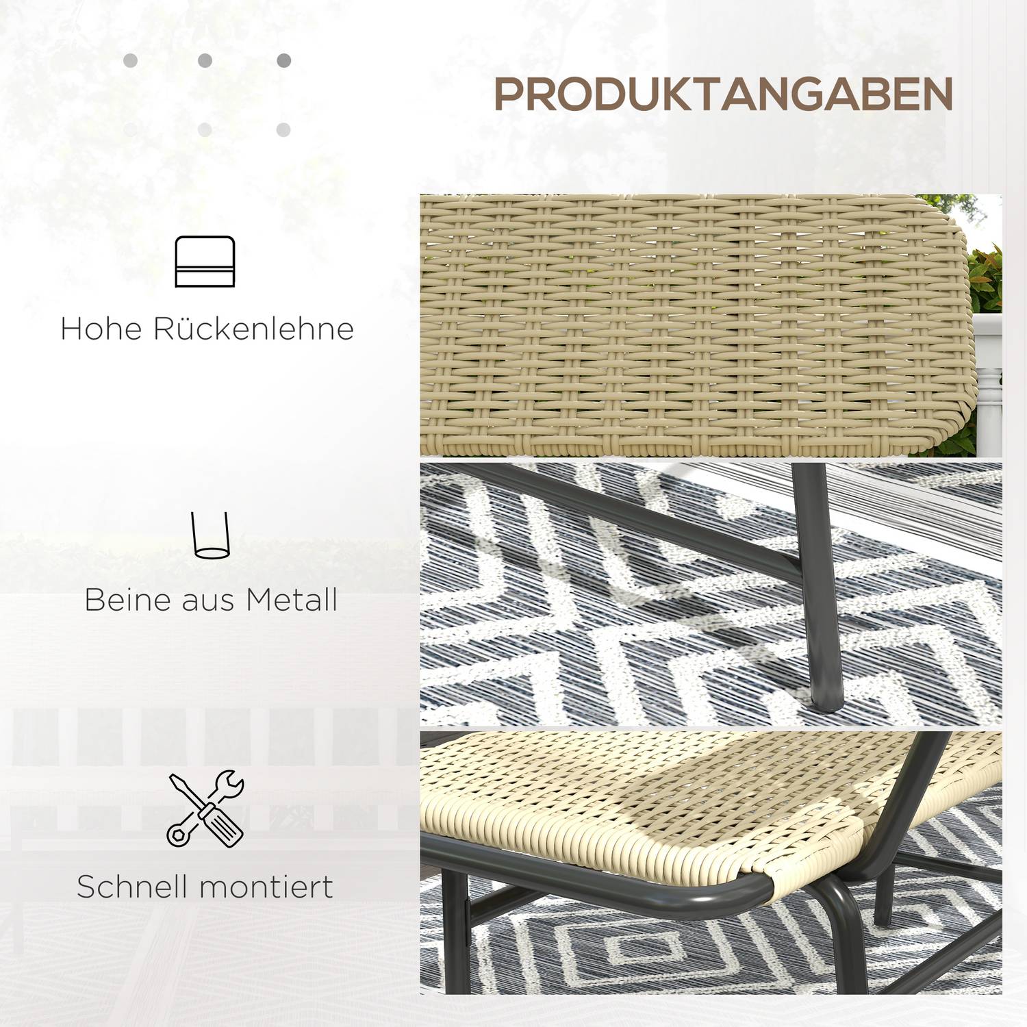 2-sits polyrottingbänk, metallram, kapacitet 250 kg