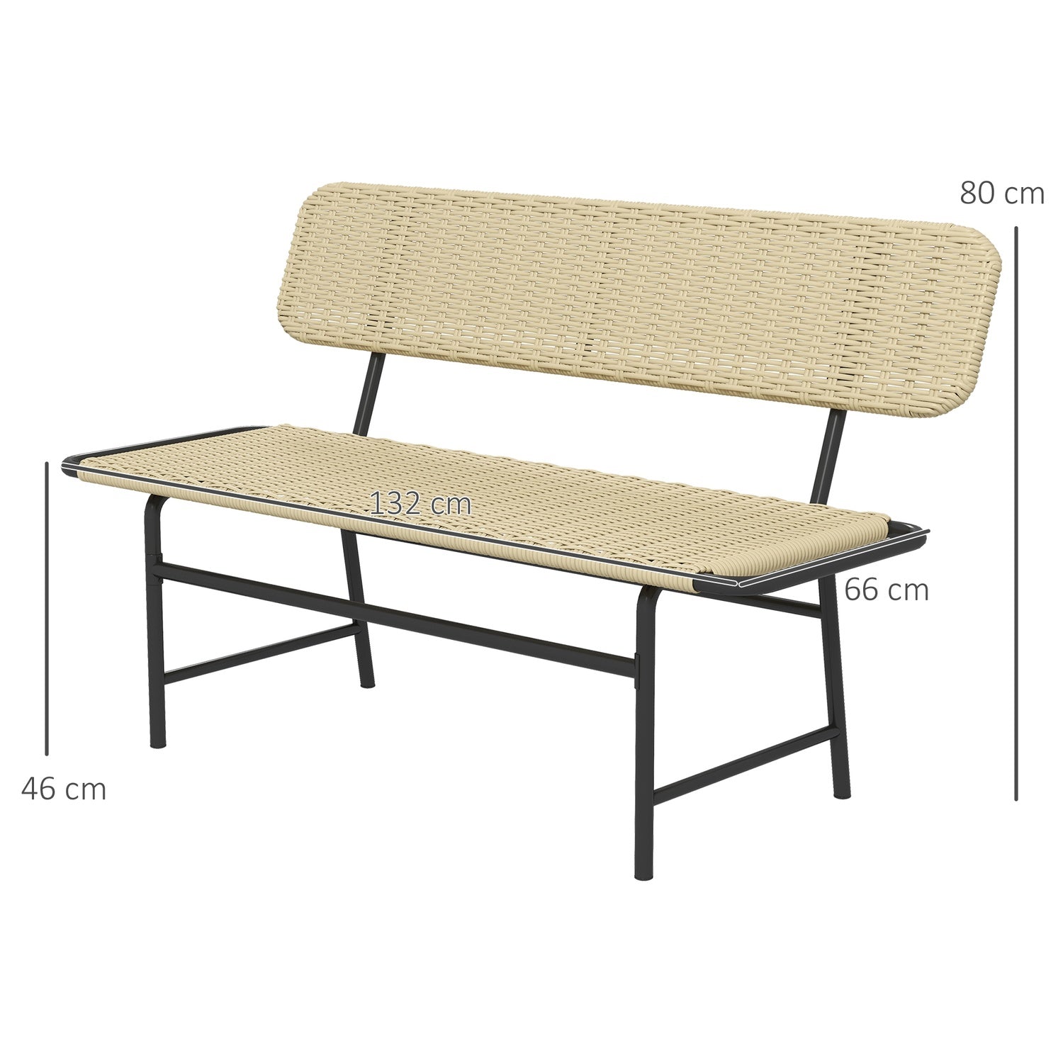 2-sits polyrottingbänk, metallram, kapacitet 250 kg