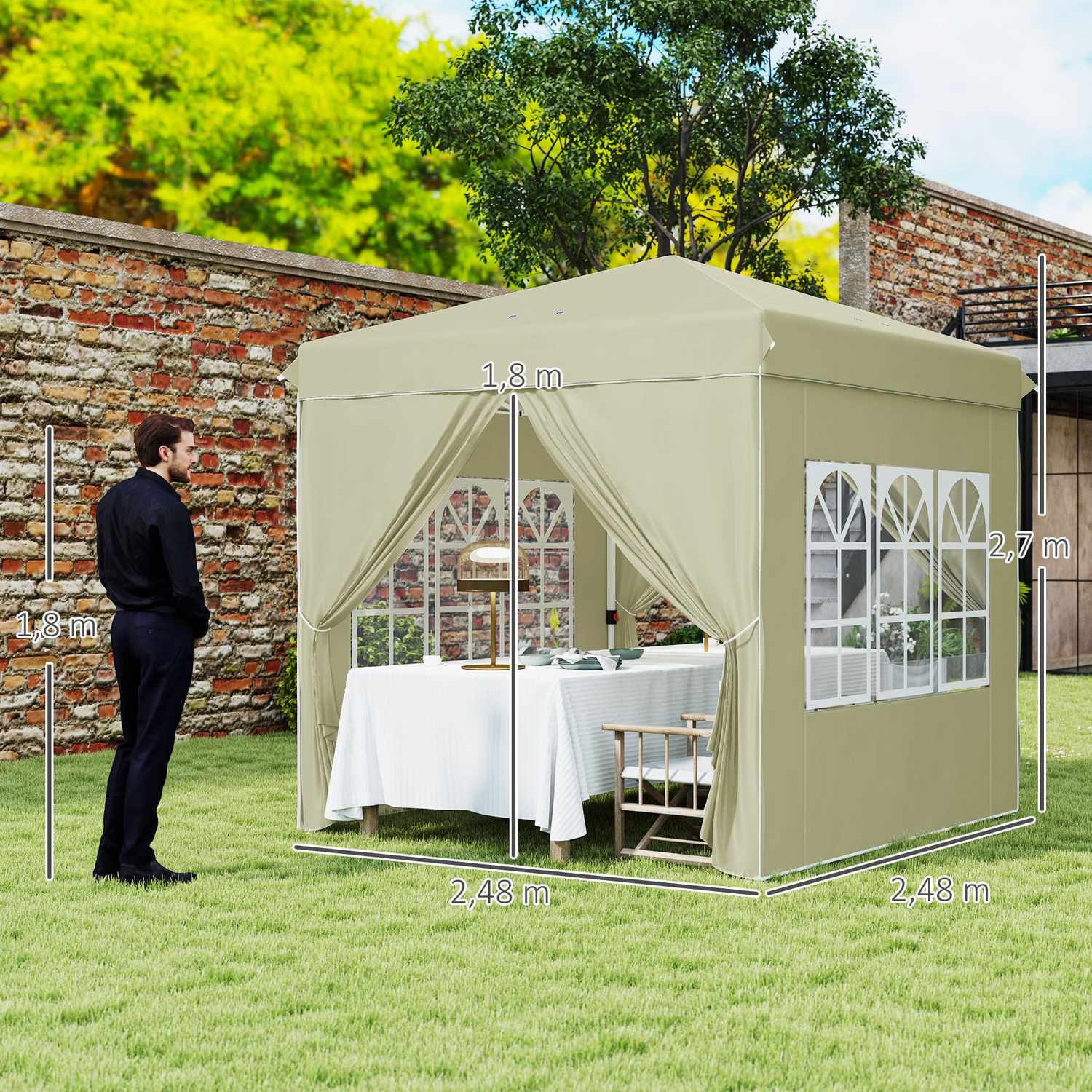 Pop-Up Gazebo 2,5x2,5m UV 50+ vattenavvisande kräm