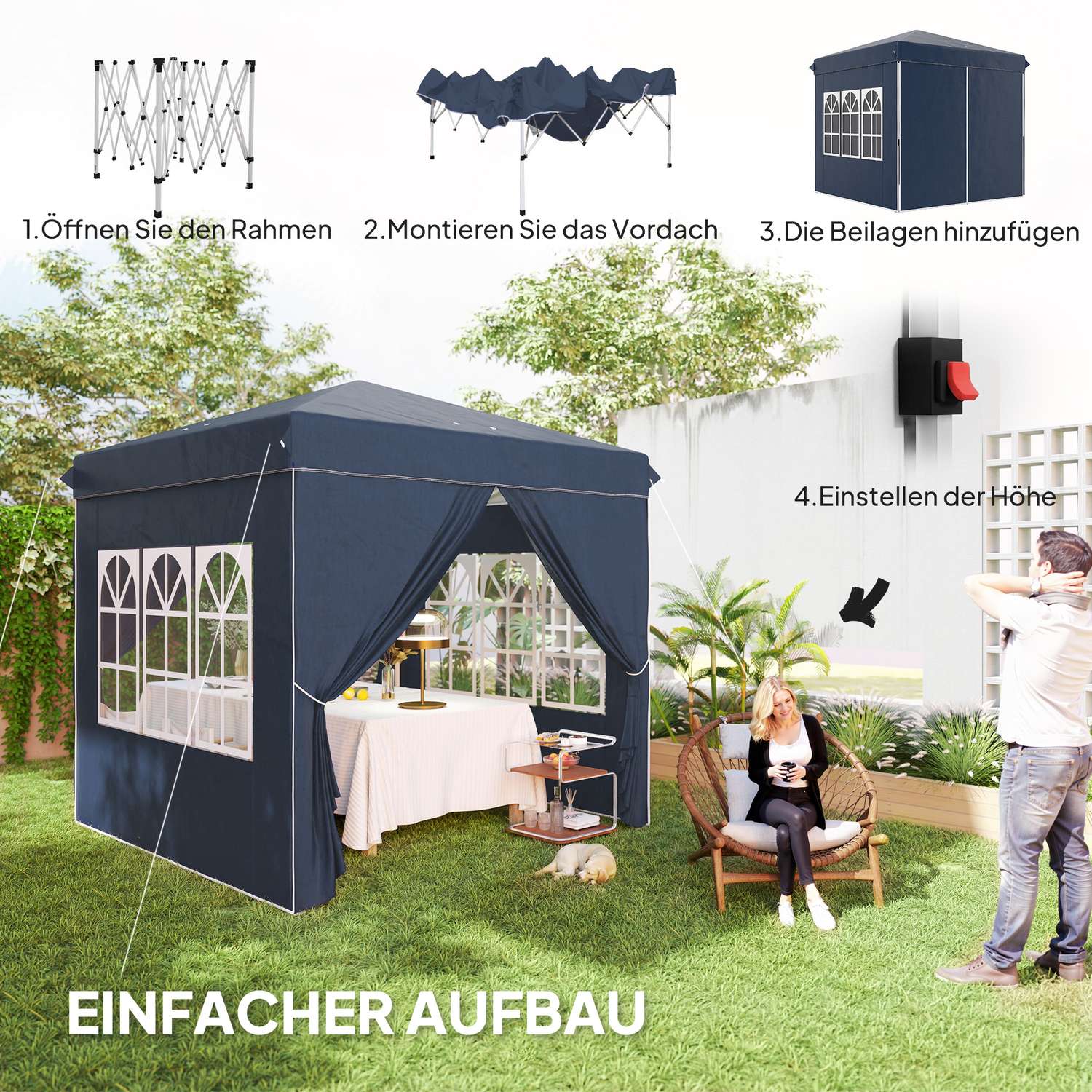 Pop-Up Gazebo, 2,5x2,5m, vattenavvisande, UV 50+