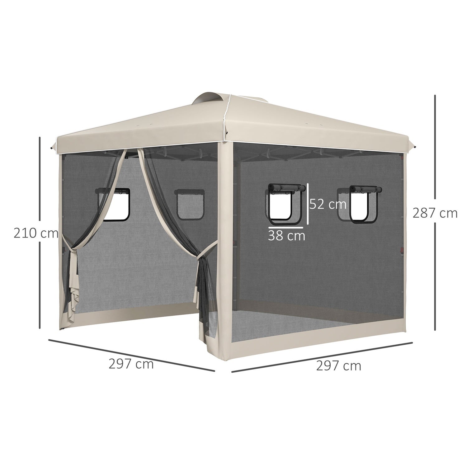 Pop-Up Gazebo 3x3M med UV-skydd & Meshgardiner