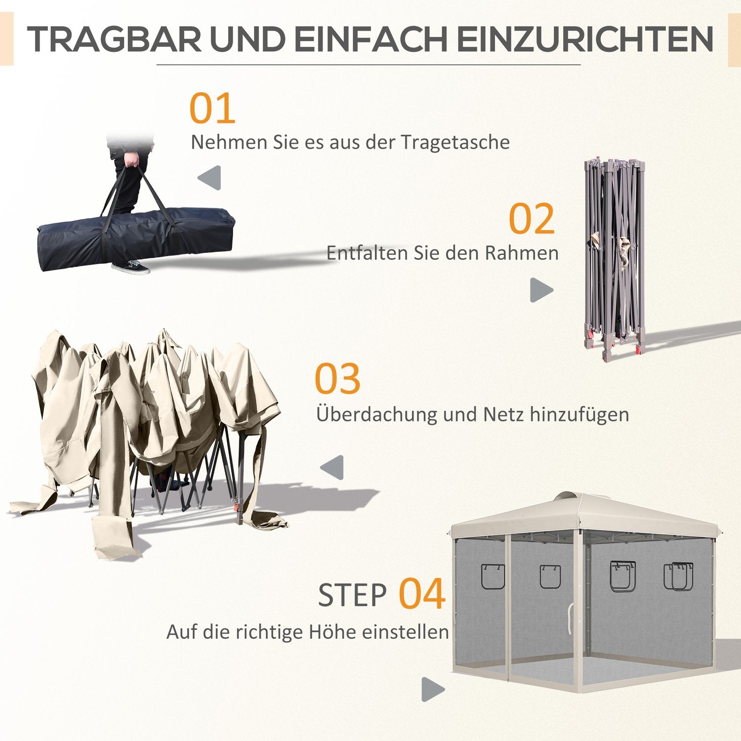 Pop-Up Gazebo 3x3M med UV-skydd & Meshgardiner