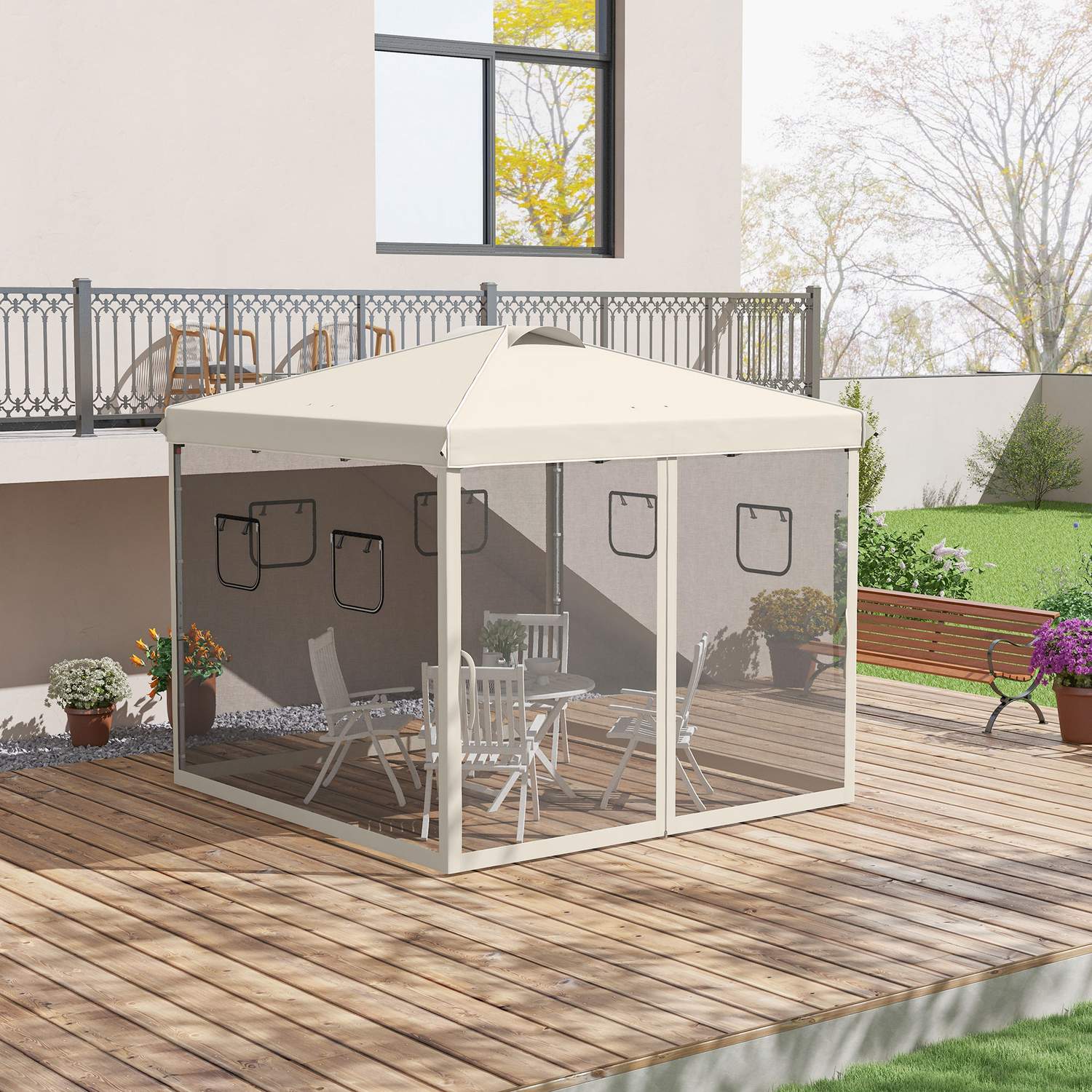 Pop-Up Gazebo 3x3M med UV-skydd & Meshgardiner